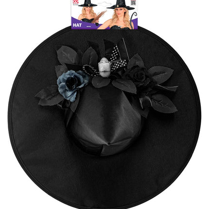 Cappello da strega nero con teschio
