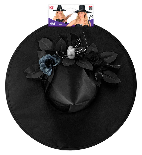 Cappello da strega nero con teschio