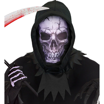 Maschera da teschio nera con cappuccio