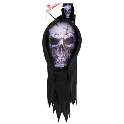 Maschera da teschio nera con cappuccio