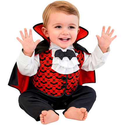 Costume da vampiro rosso e nero per neonati