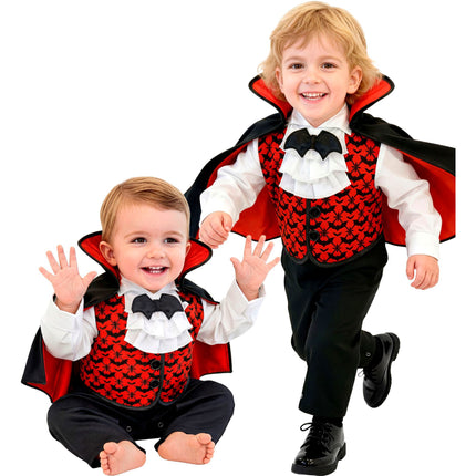 Costume da vampiro rosso e nero per neonati