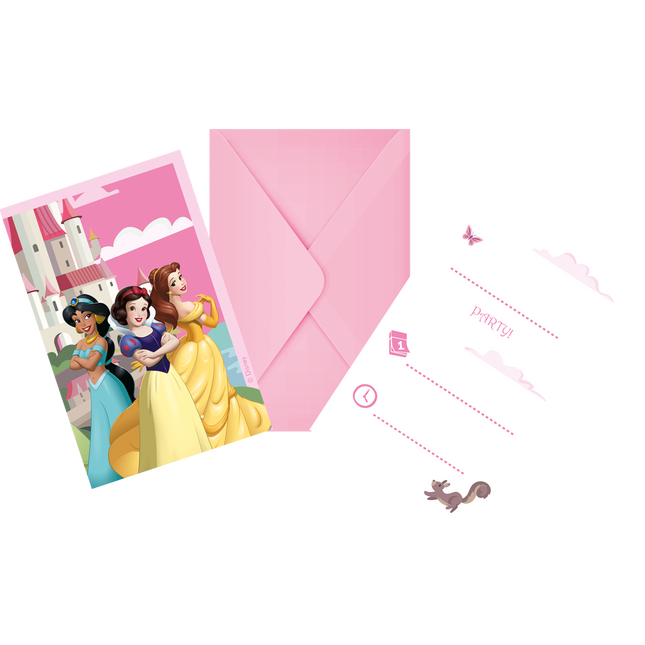 Inviti di carta delle Principesse Disney 6 pezzi