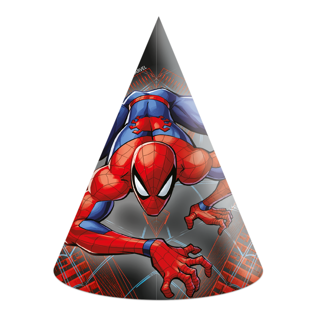 Cappelli da festa Spiderman di carta 6 pezzi