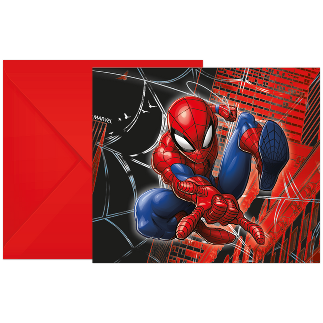 Inviti di Spiderman in carta 6 pezzi