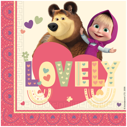 Tovaglioli di Masha e l'Orso colorati da 33 cm 20 pezzi
