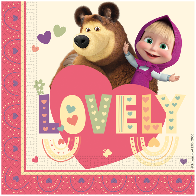 Tovaglioli di Masha e l'Orso colorati da 33 cm 20 pezzi