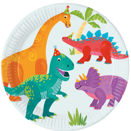 Piatti Dino in cartone colorato 23 cm 8 pezzi