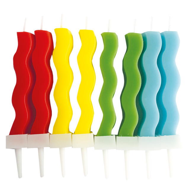 Candele colorate ritorte 8 pezzi