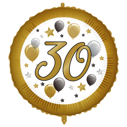 Palloncino a elio 30 anni Oro Bianco Vuoto 46cm