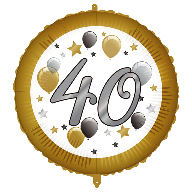 Palloncino 40 anni ad elio oro bianco vuoto 46 cm