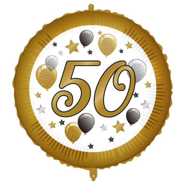 Palloncino ad elio 50 anni oro bianco vuoto 46 cm