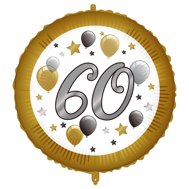 Palloncino ad elio 60 anni oro bianco vuoto 46 cm