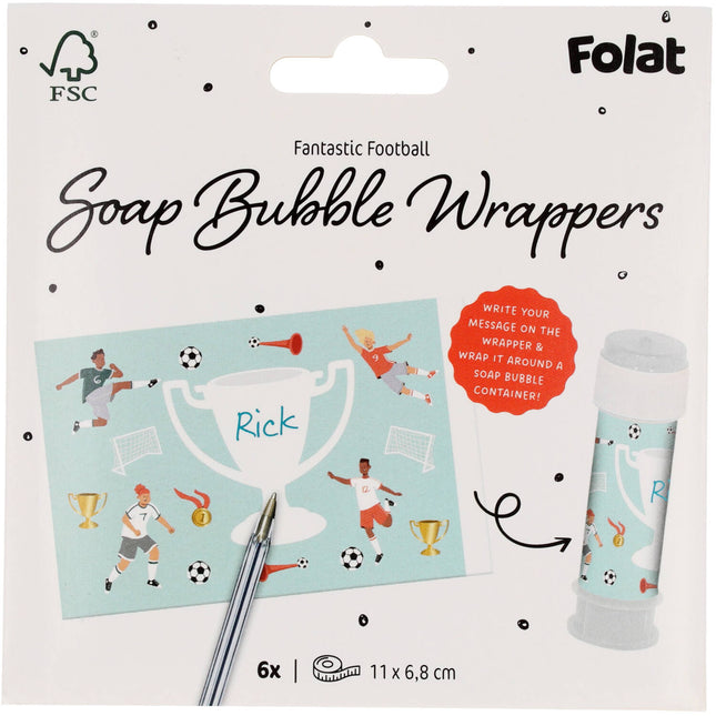 Adesivi di calcio per bottiglie soffianti 11 cm 6 pezzi