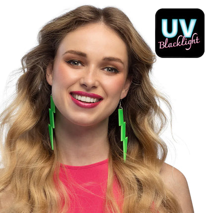 Coppia di orecchini Flash verde neon UV