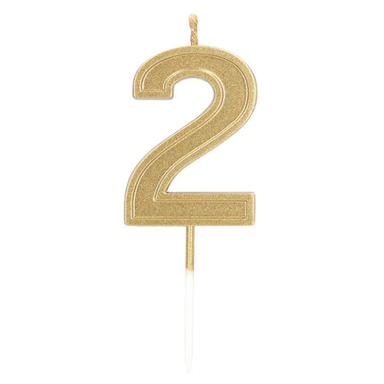 Candela Elegant '2' dorata su stecchino (3 x 4,2 x 0,7 cm)