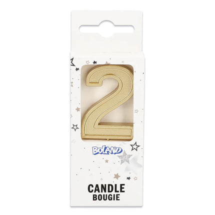 Candela Elegant '2' dorata su stecchino (3 x 4,2 x 0,7 cm)