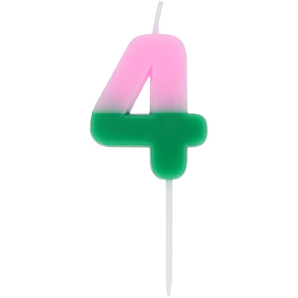 candela 4 anni Verde Rosa 9 cm