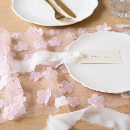 Runner da tavola floreale rosa chiaro 5m