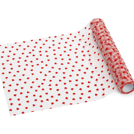 Runner da tavola a cuore in tulle rosso 9m