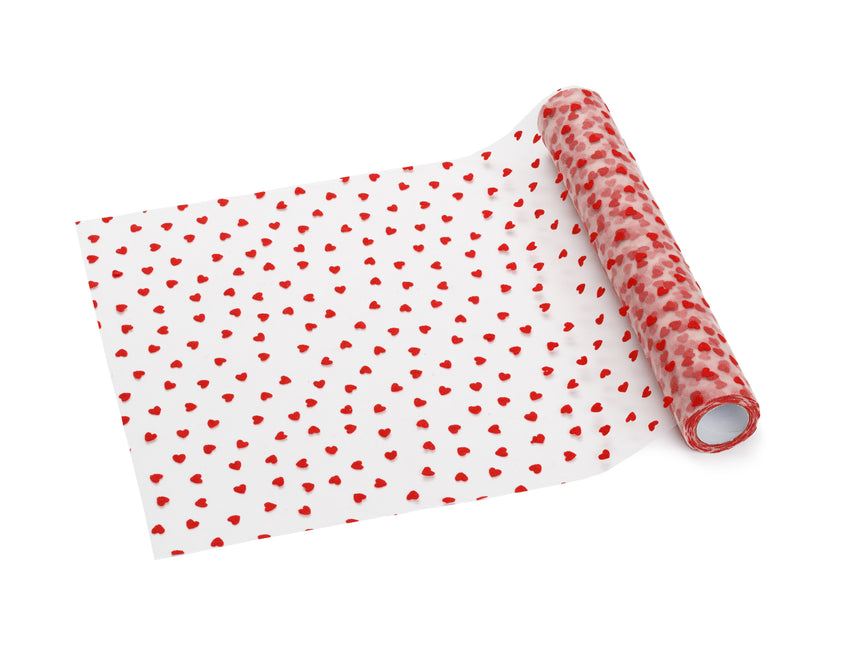 Runner da tavola a cuore in tulle rosso 9m