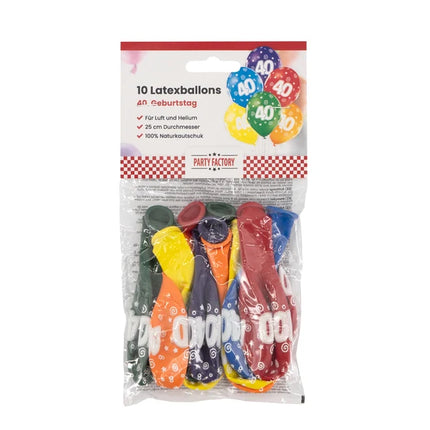 40 anni - Palloncini colorati da 30 cm, confezione da 10