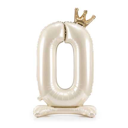 Palloncino in foil a forma di numero ''0'', 84 cm, crema chiaro