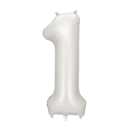 Palloncino 1 Anno Figura Argento Satin Foil Vuoto 86cm