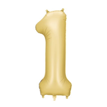 Palloncino 1 Anno Figura Oro Satin Foil Vuoto 86cm