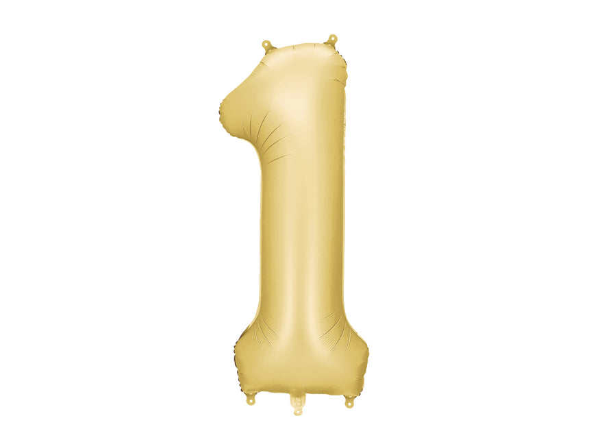 Palloncino 1 Anno Figura Oro Satin Foil Vuoto 86cm