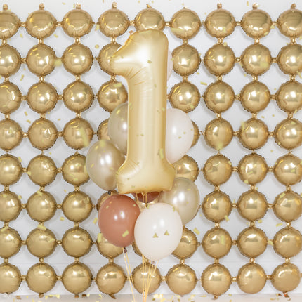 Palloncino 1 Anno Figura Oro Satin Foil Vuoto 86cm