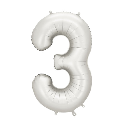 Palloncino a figura 3 anni Argento Satin Foil Vuoto 86 cm