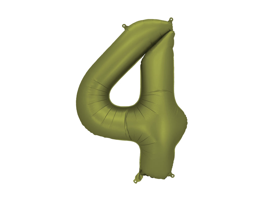 Palloncino in foil numero ''4'', 86 cm, oliva