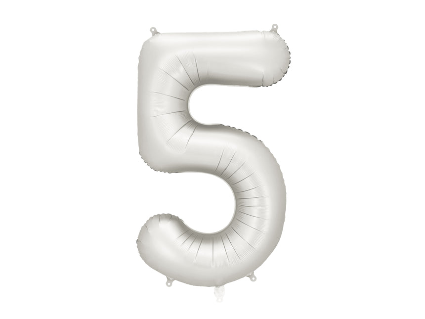 Palloncino a 5 anni Silver Satin Foil vuoto 86 cm