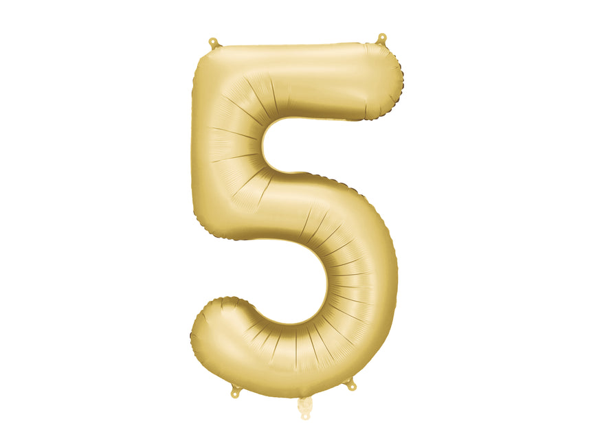 Palloncino a 5 anni in oro satinato in foil vuoto 86 cm
