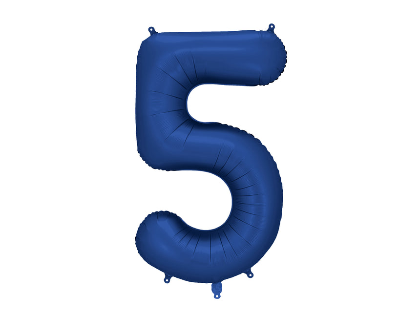 Palloncino 5 anni a figura intera blu satinato in foil vuoto 86 cm