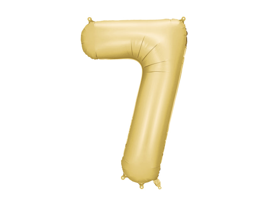 Palloncino a 7 anni in oro satinato in foil vuoto 86 cm