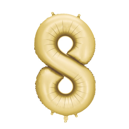 Palloncino 8 anni a figura intera Oro Satin Foil Vuoto 86cm