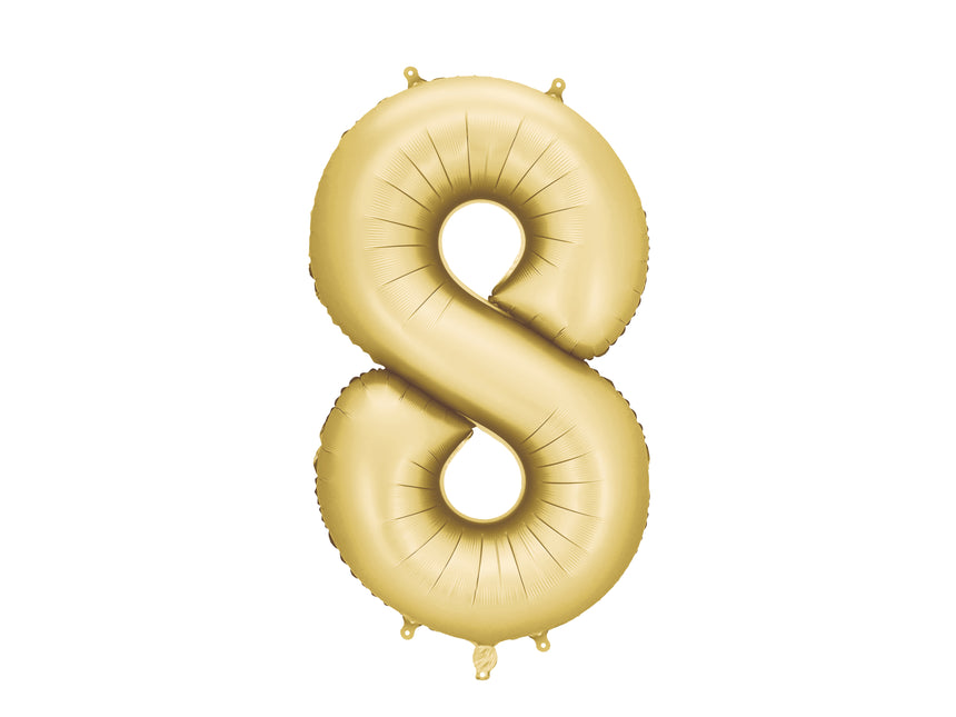Palloncino 8 anni a figura intera Oro Satin Foil Vuoto 86cm