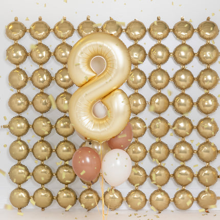 Palloncino 8 anni a figura intera Oro Satin Foil Vuoto 86cm