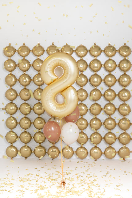 Palloncino 8 anni a figura intera Oro Satin Foil Vuoto 86cm