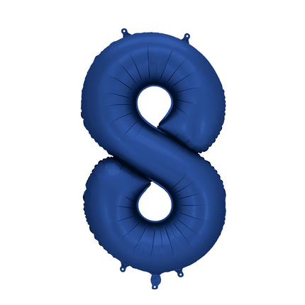 Palloncino 8 anni a figura intera blu satinato in foil vuoto 86 cm
