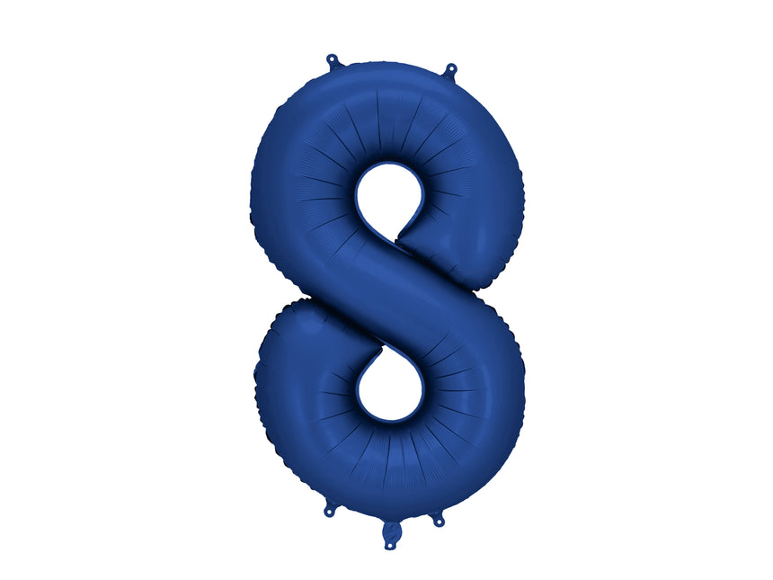 Palloncino 8 anni a figura intera blu satinato in foil vuoto 86 cm