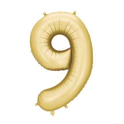 Palloncino 9 anni a figura intera Oro Satin Foil Vuoto 86cm
