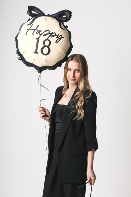 Palloncino ad elio 18 anni nero bianco 53 cm