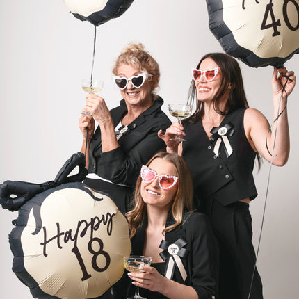Palloncino ad elio 40 anni nero bianco 53 cm