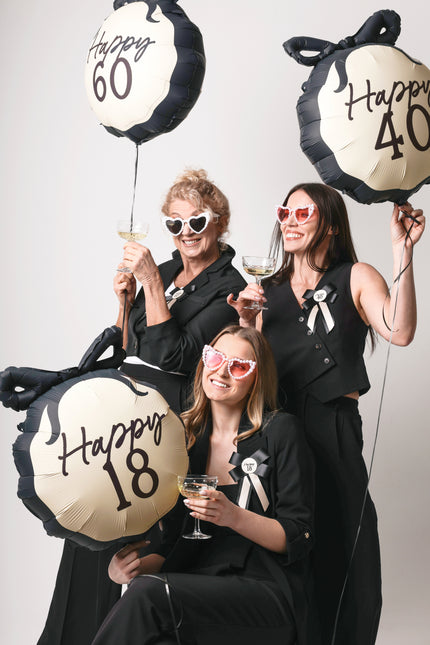Palloncino ad elio 40 anni nero bianco 53 cm