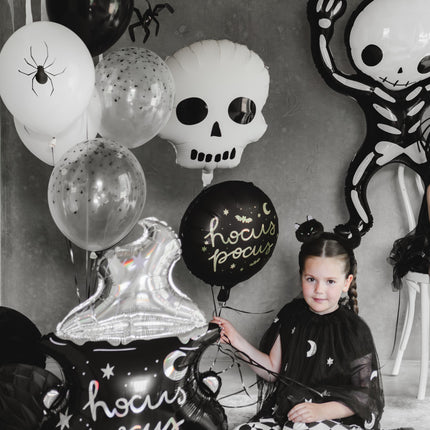 Palloncino ad elio Halloween Bianco Nero Teschio Vuoto 41cm