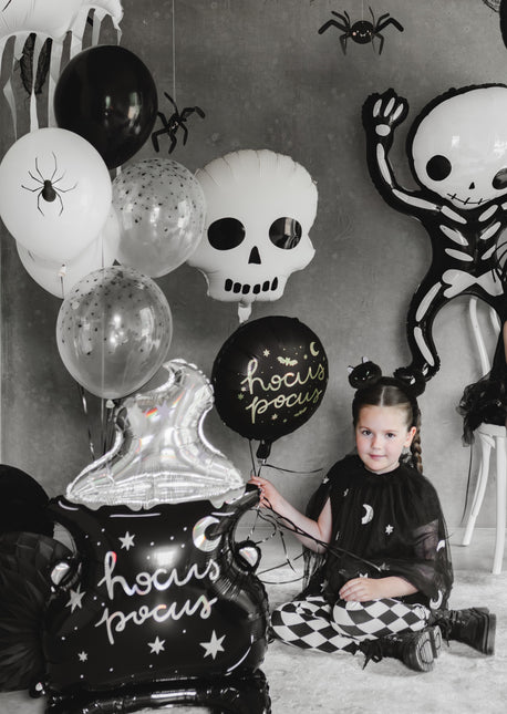 Palloncino ad elio Halloween Bianco Nero Teschio Vuoto 41cm