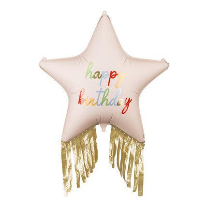 Palloncino a elio Happy Birthday Stella con frange 72 cm